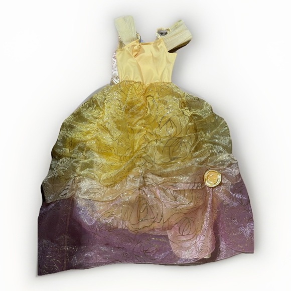 Disney Store Belle Size 10 Big Girls DELUXE Rose Ball Gown Dress Beauty & Beast - Picture 2 of 8